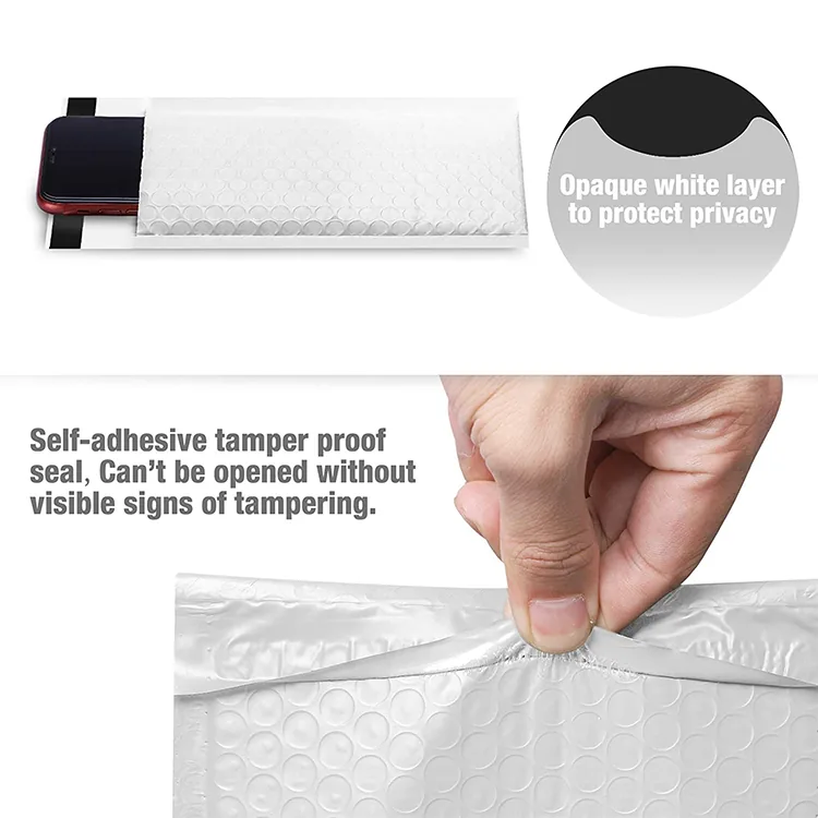 White Matte Bubble Mailing Bags, Durable Heavy Duty Poly Bubble Mailers