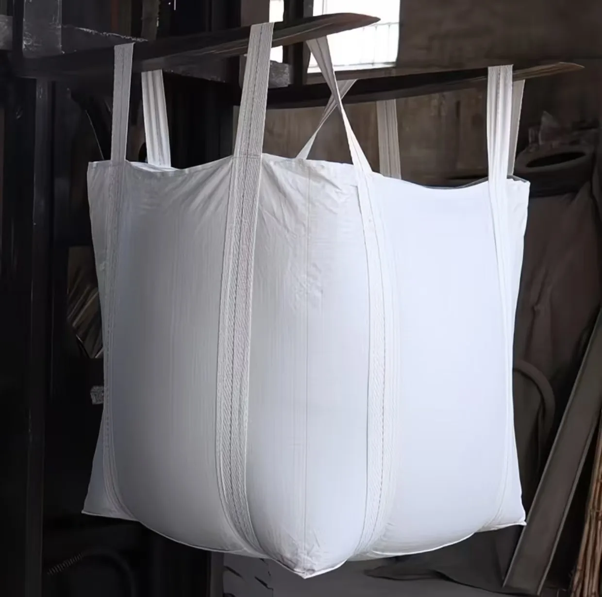 White Standard 1 Ton Virgin PP Lightweight Transit FIBC Jumbo Bag with 4 Lifting Loops for Cargo and Resin Pellets