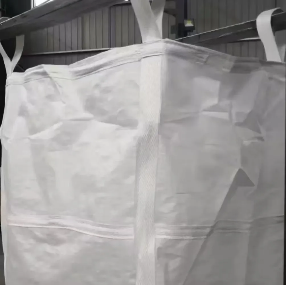 White Standard 1 Ton Virgin PP Lightweight Transit FIBC Jumbo Bag with 4 Lifting Loops for Cargo and Resin Pellets