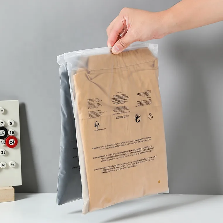 White t Shirt Packaging Poly Slider Apparel Zip Bags Custom Plastic Zip Lock Bag Frosted Eva Zipper Bags for Clothes