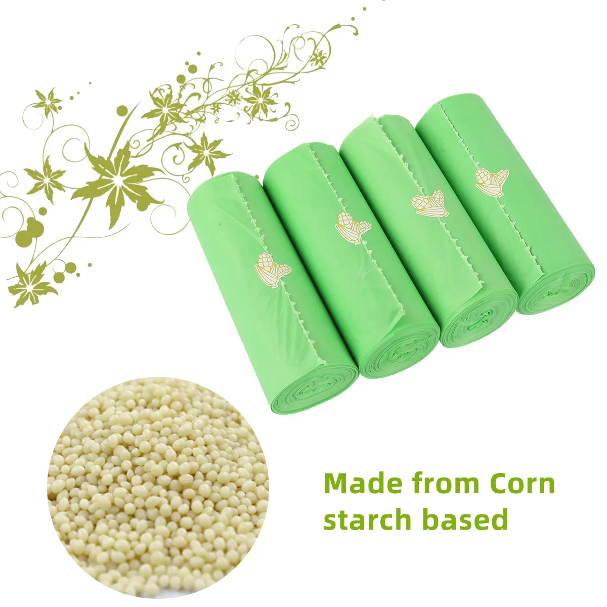 XH20260131-02 Corn Starch-Based Biodegradable Compostable Thickened Household Kitchen Toilet Flat Trash Bags