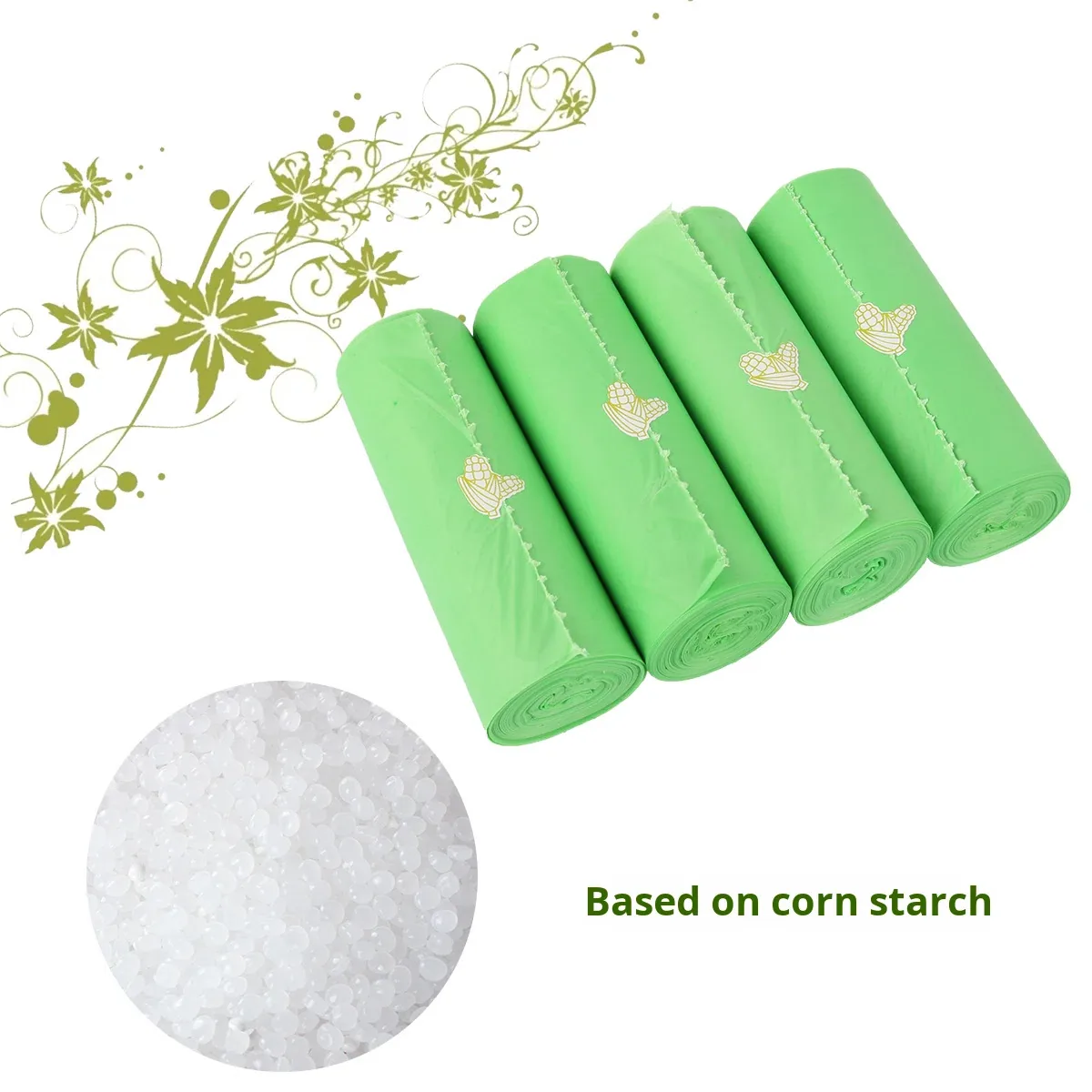 XH20260131-02 Corn Starch-Based Biodegradable Compostable Thickened Household Kitchen Toilet Flat Trash Bags