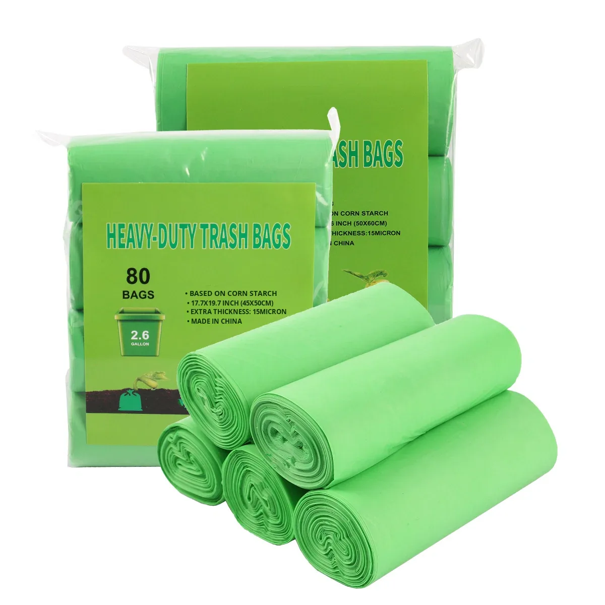 XH20260131-02 Corn Starch-Based Biodegradable Compostable Thickened Household Kitchen Toilet Flat Trash Bags
